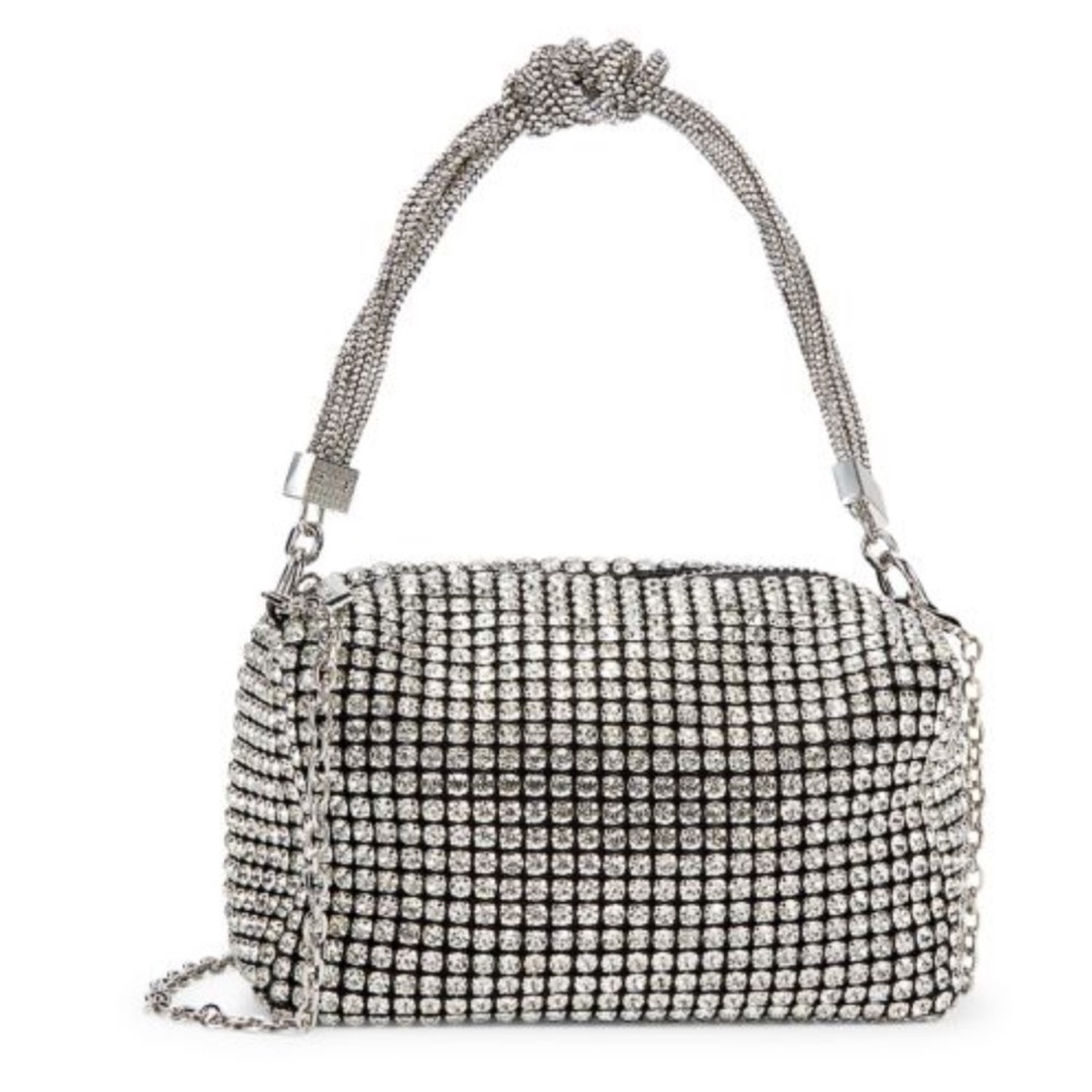 Rhinestone embellished handle bag